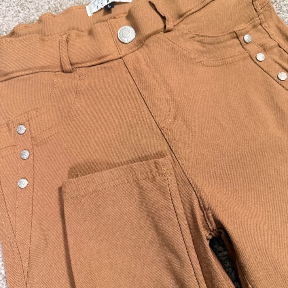 Thrill Jeans Womens Camel Brown Skinny Pants High Rise Rivet Detail Size L
